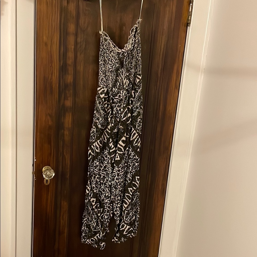 Free People Brown and White Jumpsuit Strapless